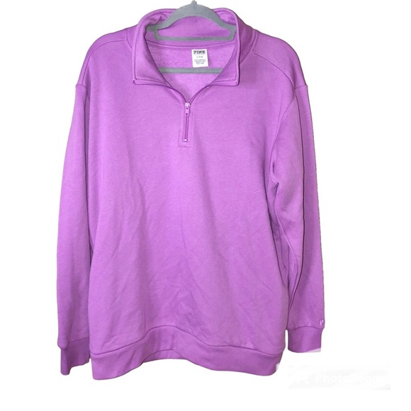 Victoria’s Secret Pink‎ Quarter Zip Oullover Sweatshirt Purple Size Medium - Picture 1 of 6